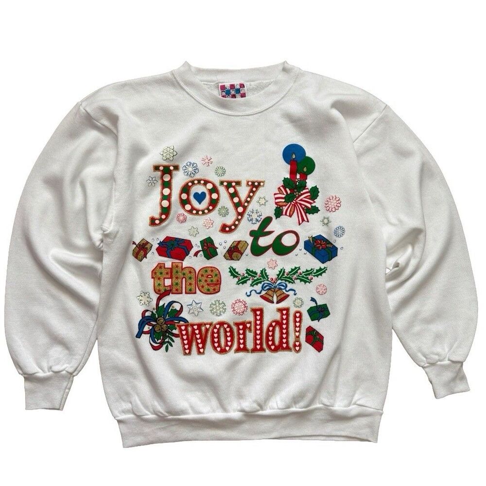 Vintage Joy to the World Christmas Sweatshirt Sz XL Peanuts by Design